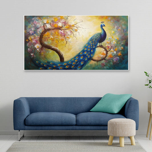 Nature's Beauty and Elegance Beautiful Peacock Canvas Wall Painting