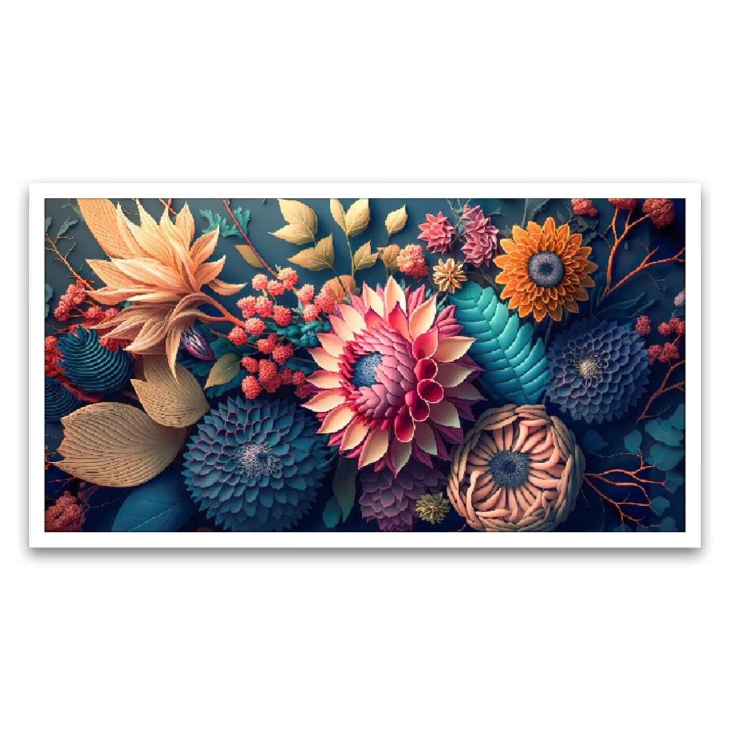 Floral Kaleidoscope Multi-Color Floating Framed Canvas Wall Painting | Vibrant Home Decor