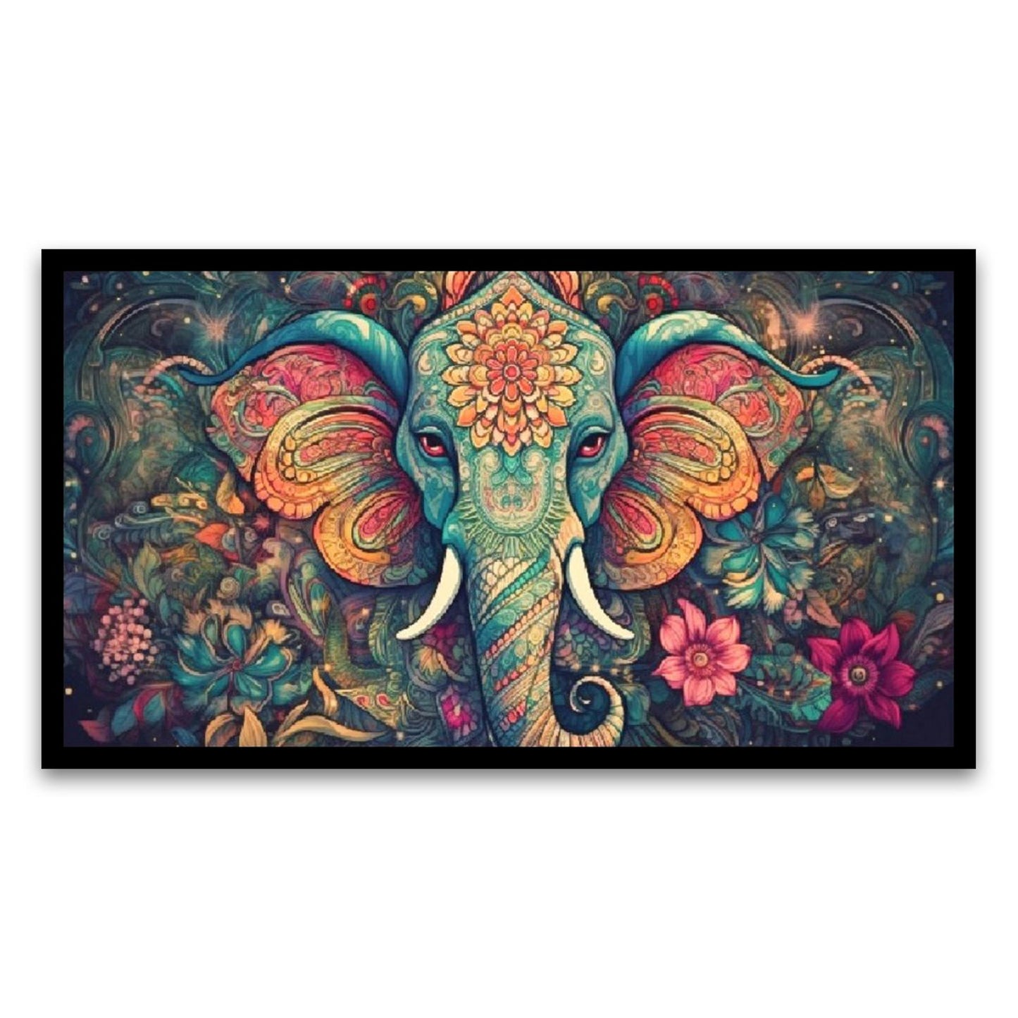 Gentle Majesty Elephant Head Floating Framed Canvas Wall Painting | Stunning Wall Art for Home Décor