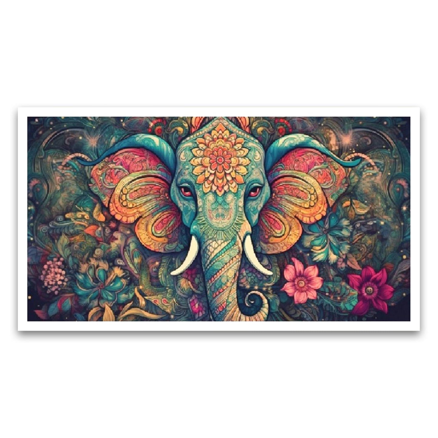 Gentle Majesty Elephant Head Floating Framed Canvas Wall Painting | Stunning Wall Art for Home Décor