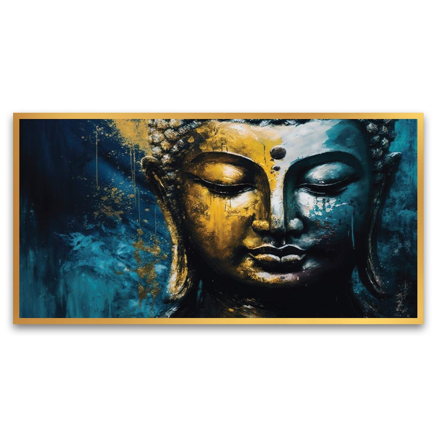 Colorful Meditating Gautam Buddha Floating Frame Canvas Wall Painting