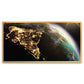 Planet Earth with Night View Floating Frame Canvas Wall Painting