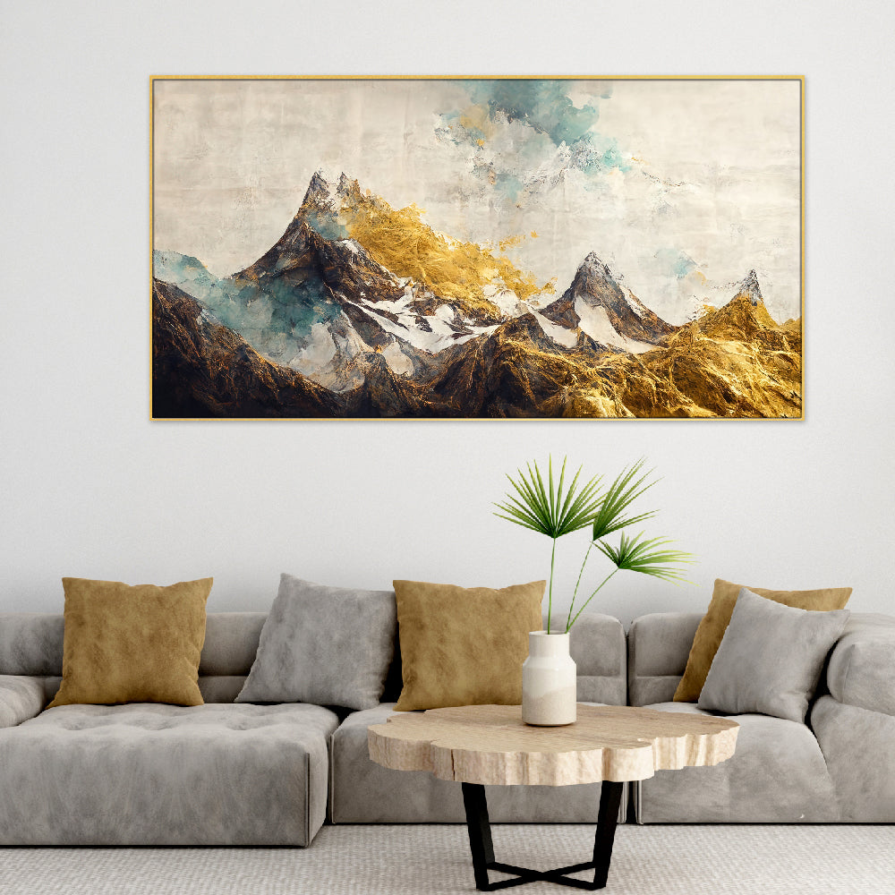 The Golden Mountain Printed wall Decor Floating Frame Canvas Wall Painting