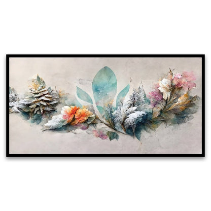 Luxurious Floral Elements Botanical Multicolor Floating Frame Canvas Wall Painting