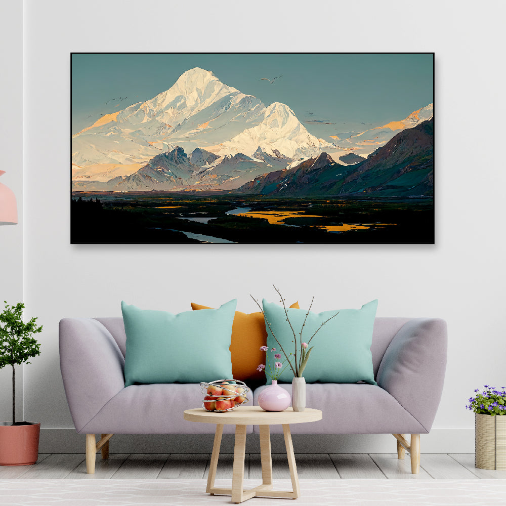 Scenic Mountains Split Floating Frame Canvas Wall Painting