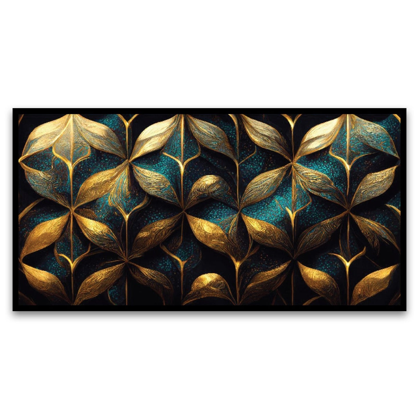 Textured Abstract Nature Inspired Tropical leaves Floating Frame Canvas Wall Painting