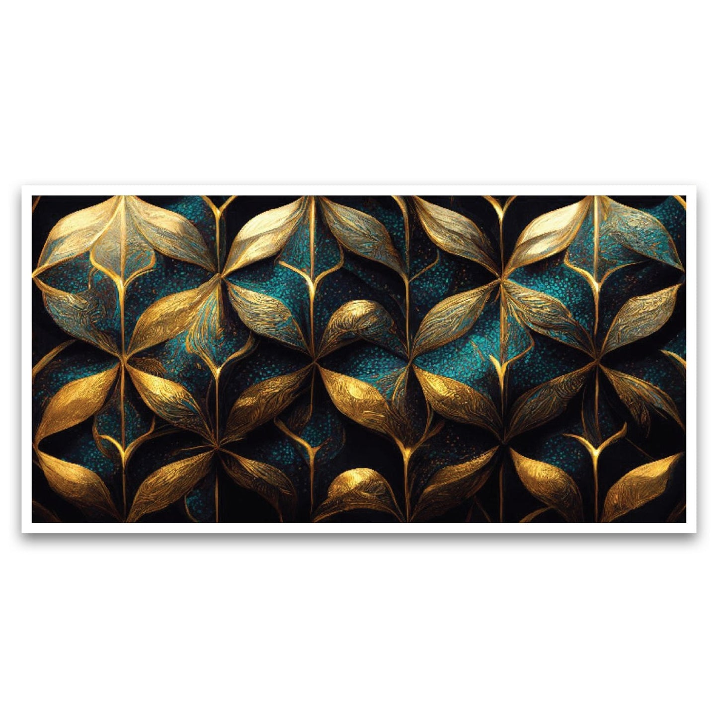 Textured Abstract Nature Inspired Tropical leaves Floating Frame Canvas Wall Painting