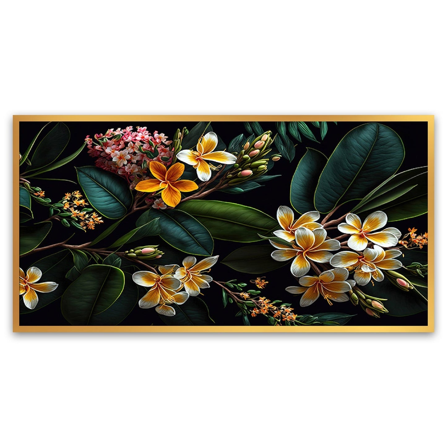 Tropical Flower Floral Frame Canvas Painting