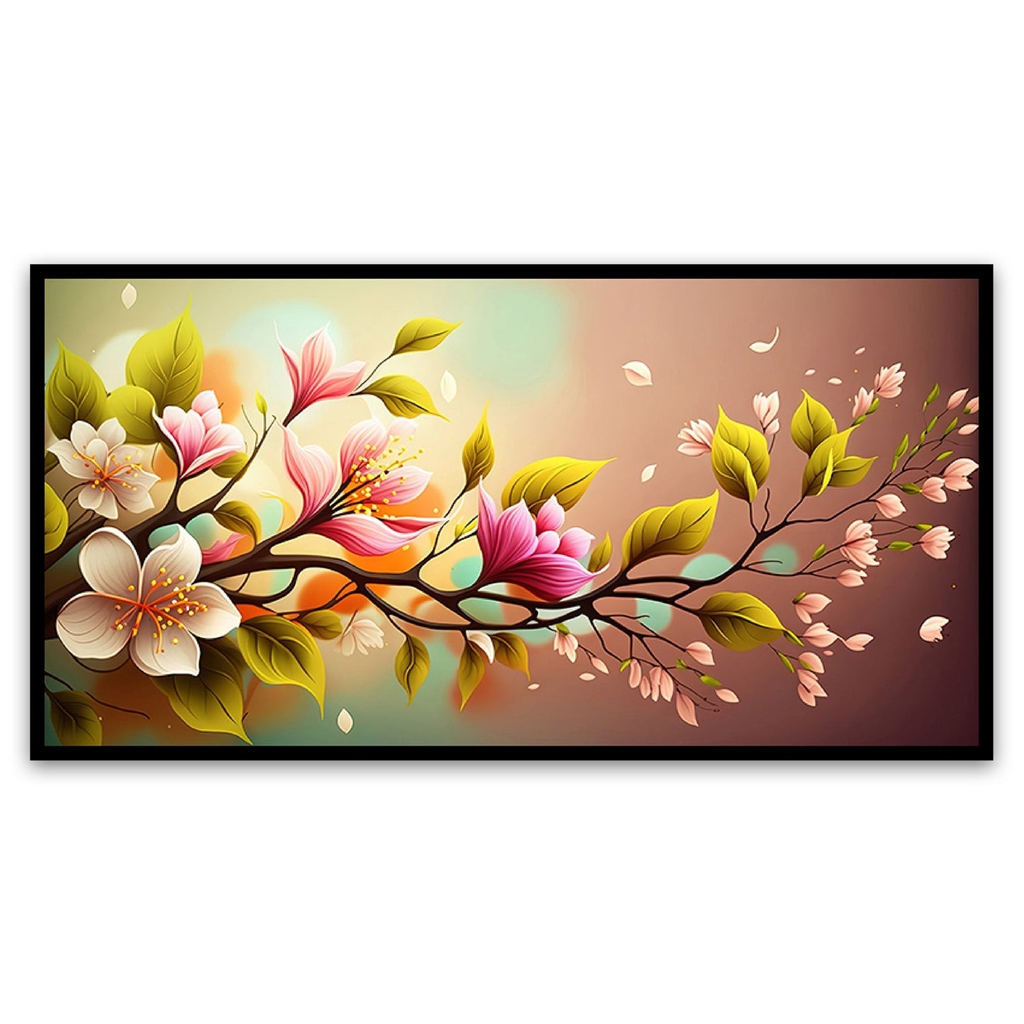 Colorful Realistic Floral Spring Background Floating Frame Canvas Wall Painting