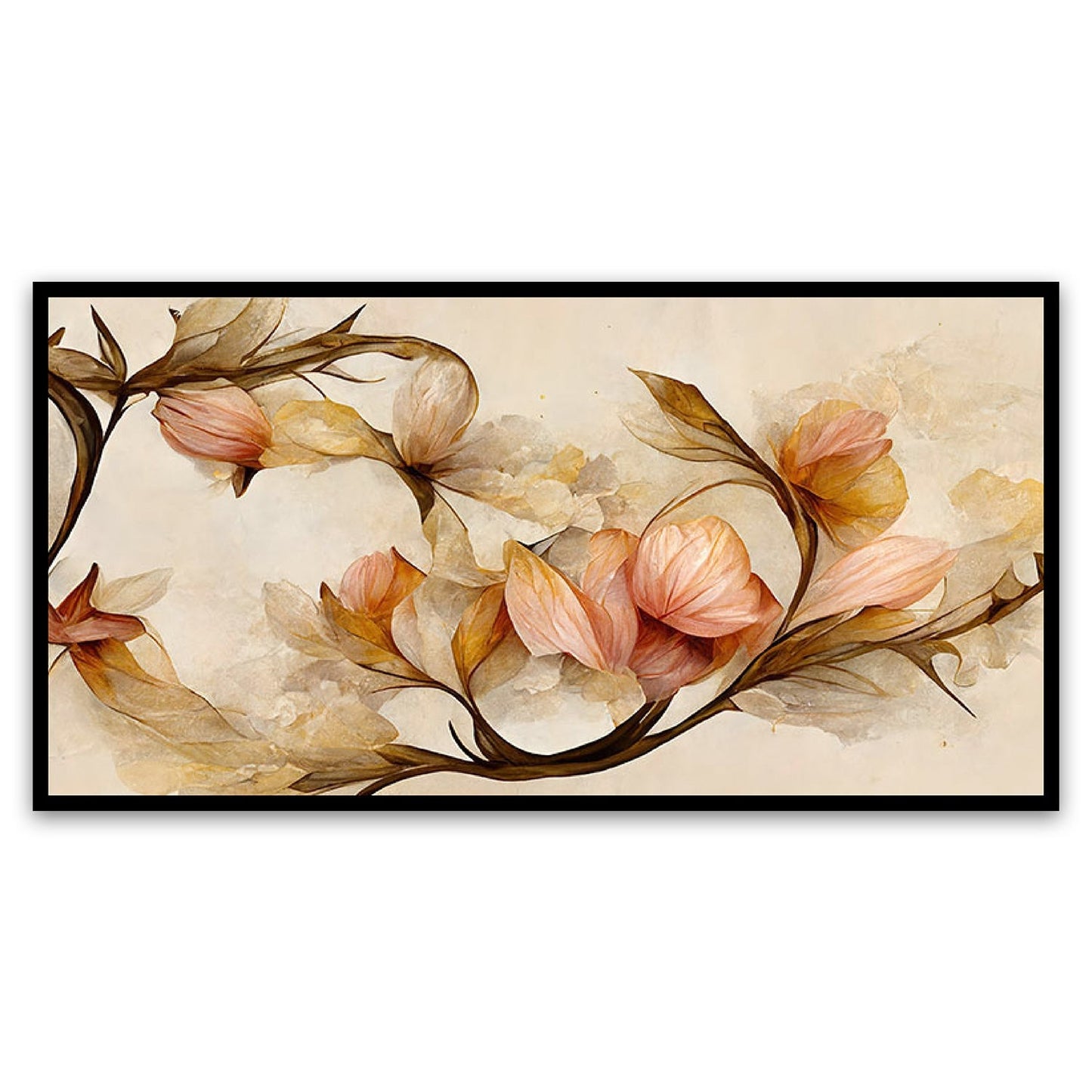 Panoramic 3D Flower Canvas Framed Painting for Bedroom, Living Room, Drwaing Room Wall Decoration Art Painting