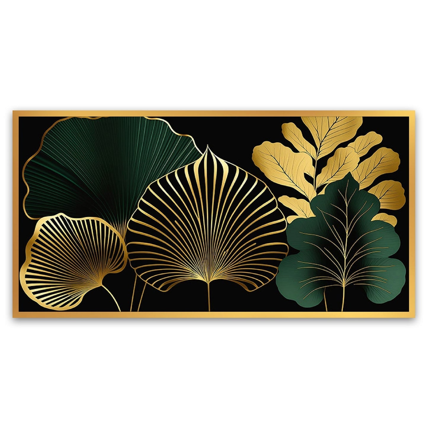 Modern Art Golden Leaves Canvas Painting for Wall Decoration Frame Art Print on Canvas Painting