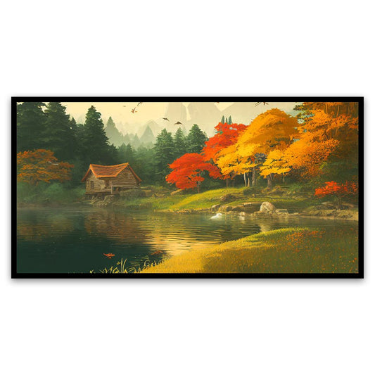 Serenity by the Still Waters: Immerse Yourself in the Beauty of a Lakeside Canvas Artwork