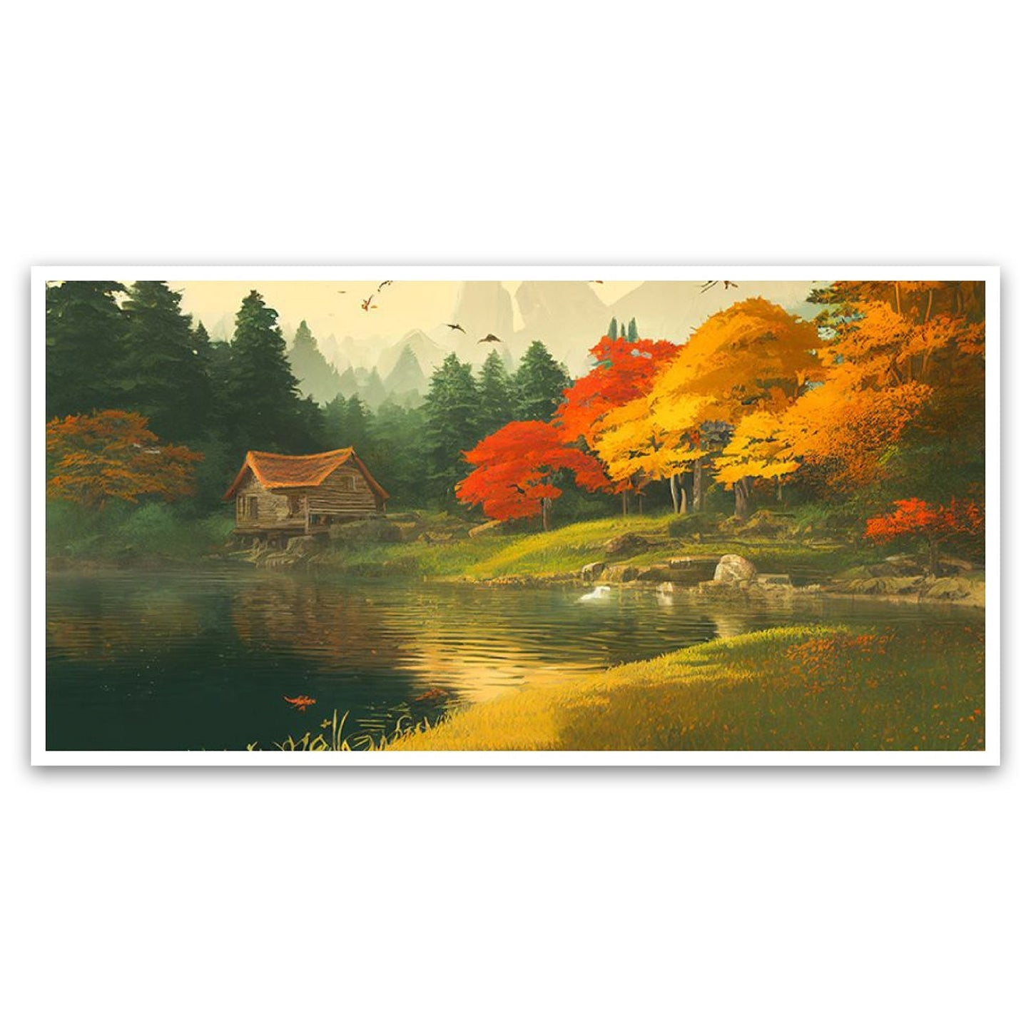 Serenity by the Still Waters: Immerse Yourself in the Beauty of a Lakeside Canvas Artwork