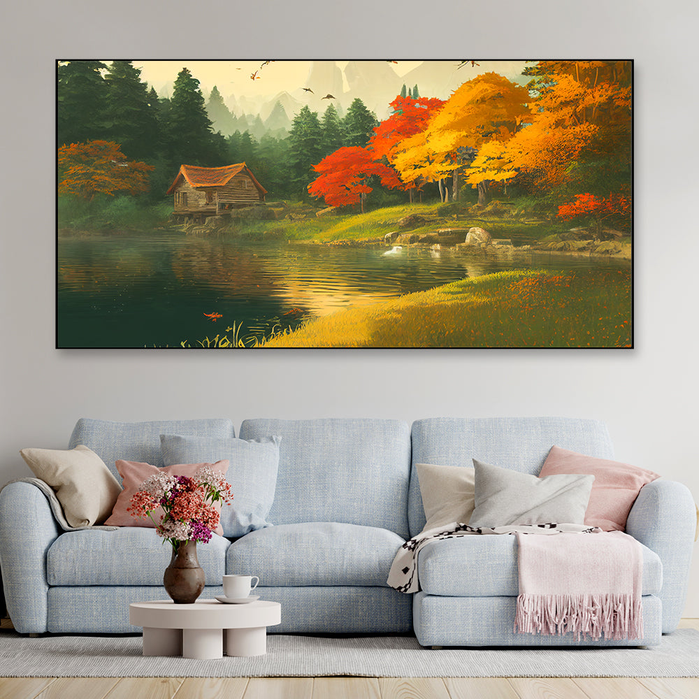 Serenity by the Still Waters: Immerse Yourself in the Beauty of a Lakeside Canvas Artwork