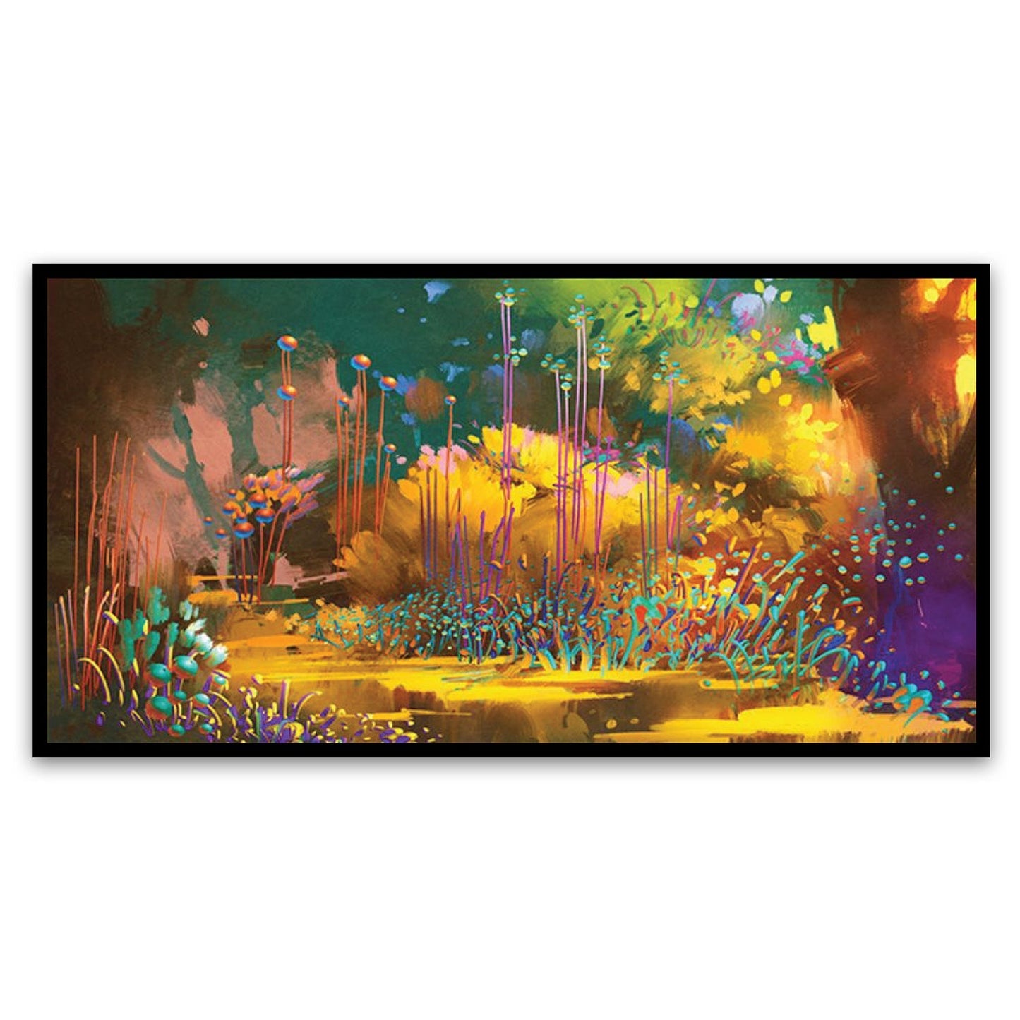 Flourishing Fantasy Forest Wall Art | Lush Greenery & Vibrant Blooms for a Serene Space