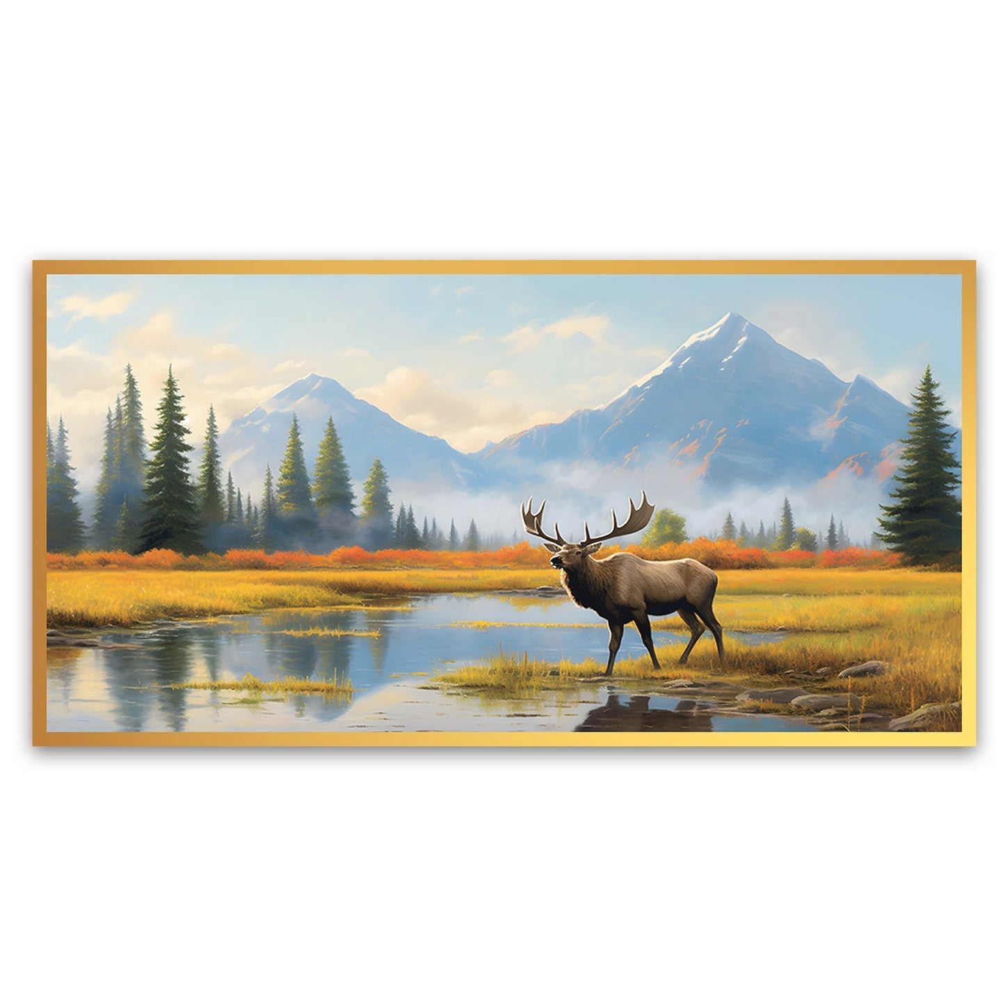 The Solitude of the Bull Moose: A Majestic Creature Reflected in Still Waters