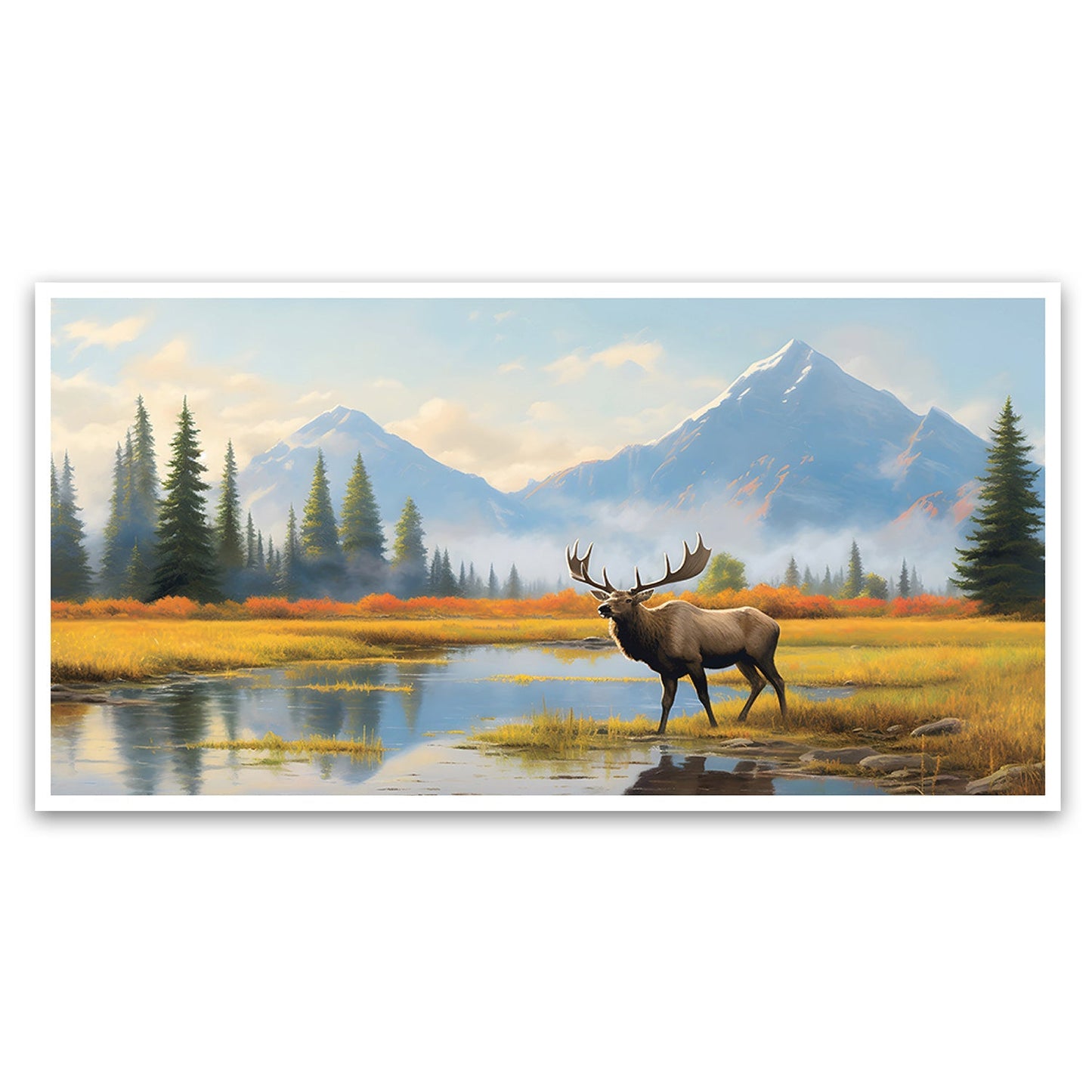 The Solitude of the Bull Moose: A Majestic Creature Reflected in Still Waters