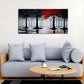 Enchanting Forest Serenity Red and Black Panoramic Canvas Wall Painting