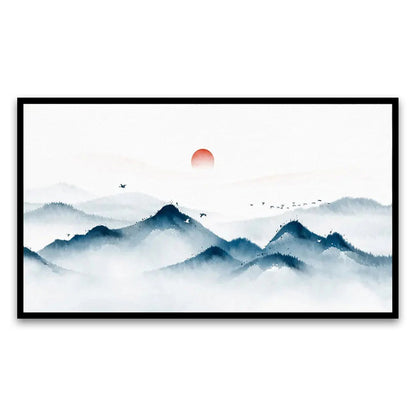 Tranquil Nature The Mindful Word Mountain Floating Framed Canvas Wall Painting