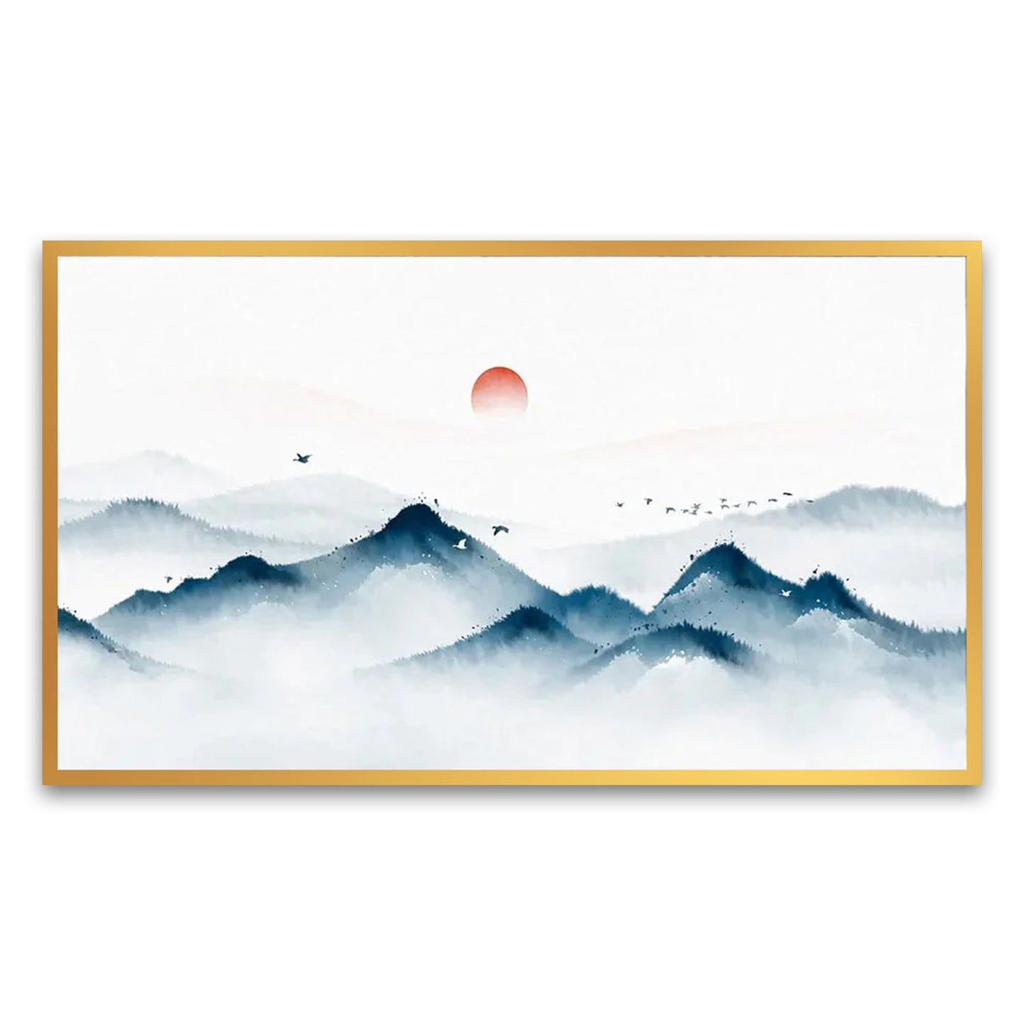 Tranquil Nature The Mindful Word Mountain Floating Framed Canvas Wall Painting