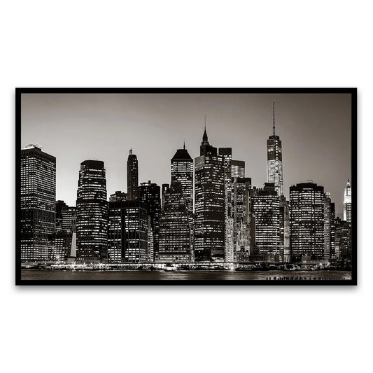 Cityscape Elegance for Your Home Decor Manhattan's Night View Floating Framed Canvas Wall Painting