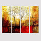 Twin Tree Sepia Scenery  Canvas Printed Painting 4 Pieces Wall Painting with Wooden Framed for Living Room, Bedroom, Office Decoration (24" x 8" Each Panel)