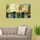 Romantic Rain City Road View With Couple Canvas Framed Wall Painting with Set of 5 Frame Panel for Living Room, Bedroom, Office Decoration (24" x 8" Each Panel)